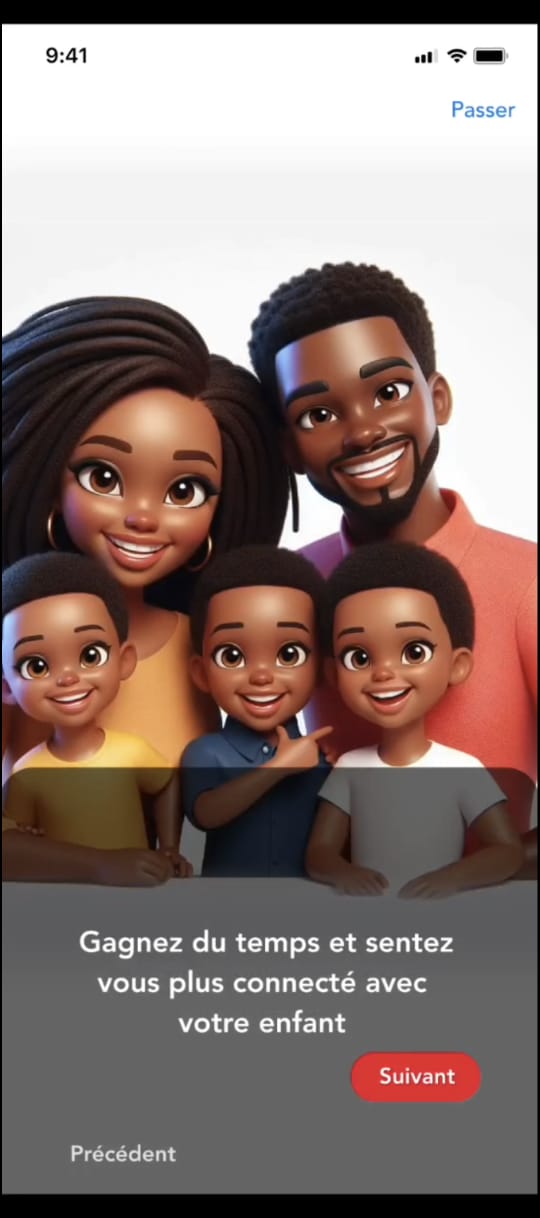 Interface Application Kaaraange Kids - Connexion Parents Enfants